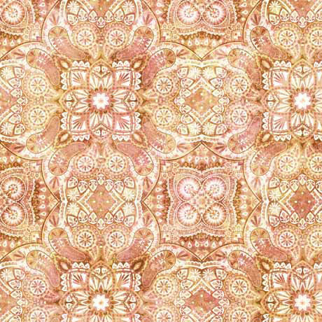 Cotton Tails Quilt Fabric - Geo Medallion in Peach - 2600 30084 C