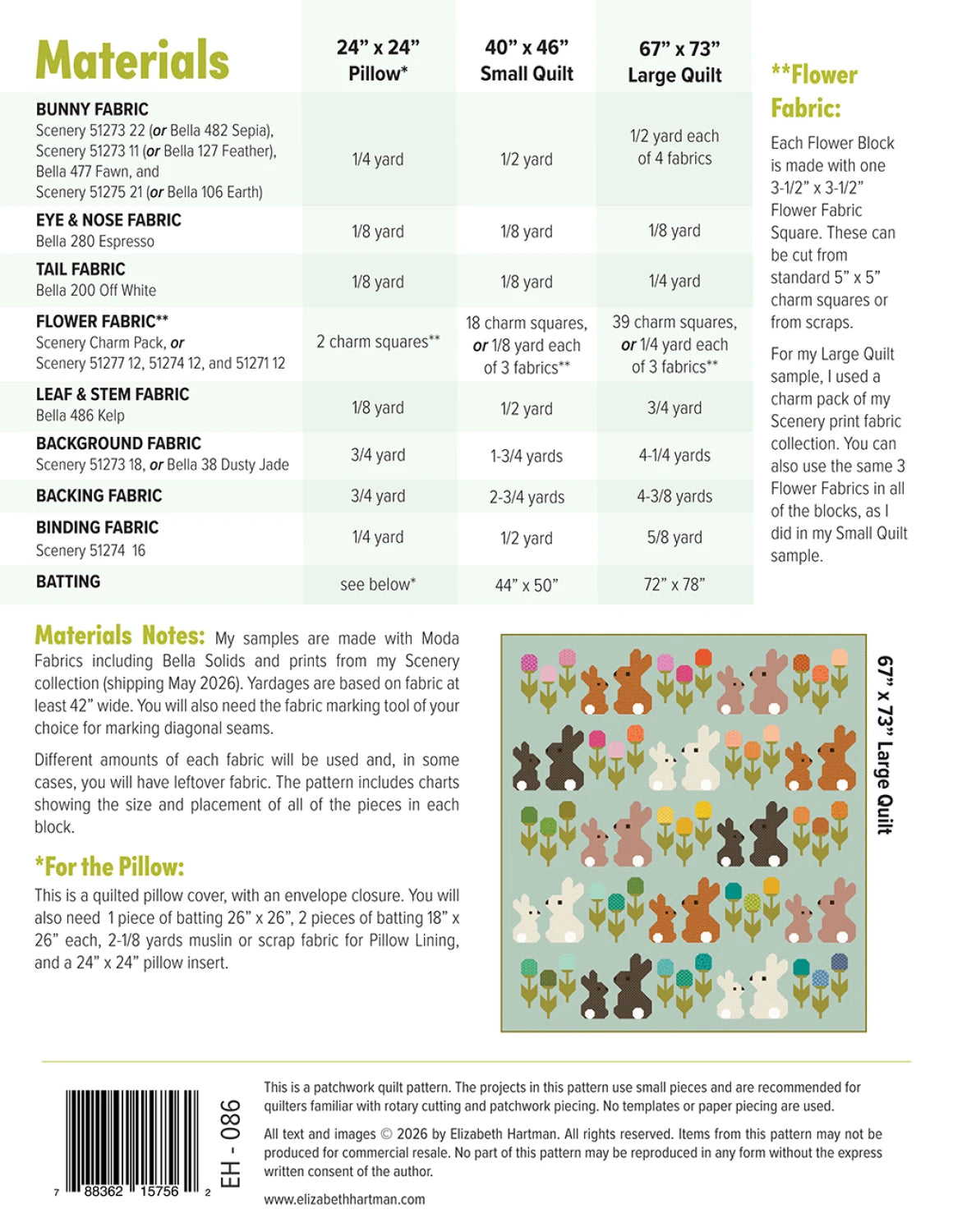 Cottontails Quilt Pattern by Elizabeth Hartman - EH 086
