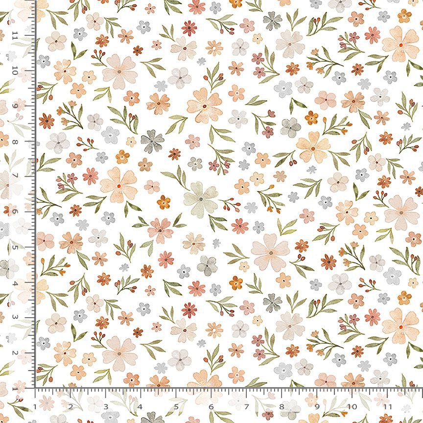 Count On Me Quilt Fabric - Floral Dream in White/Multi - STELLA-DNS3316 WHITE