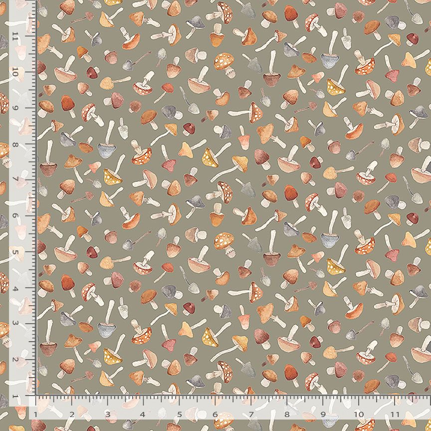 Count On Me Quilt Fabric - Fungi in Hedge Green - STELLA-DNS3314 HEDGE
