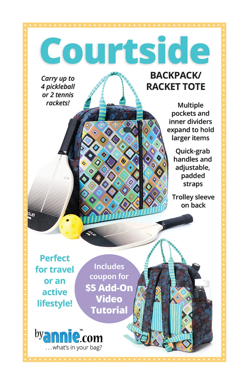 Courtside Backpack/Racket Tote Pattern from By Annie - PBA303