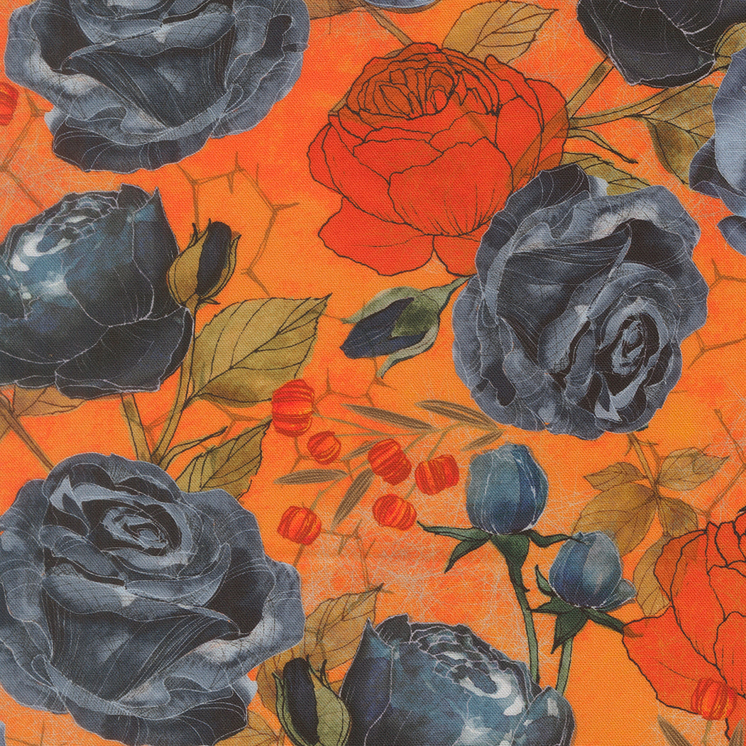 Coven Quilt Fabric - Coven Rose in Pumpkin Orange - 48800 12