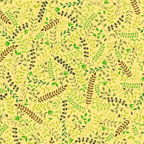 Cow Party Quilt Fabric - Sprigs in Yellow - 1649 29656 S