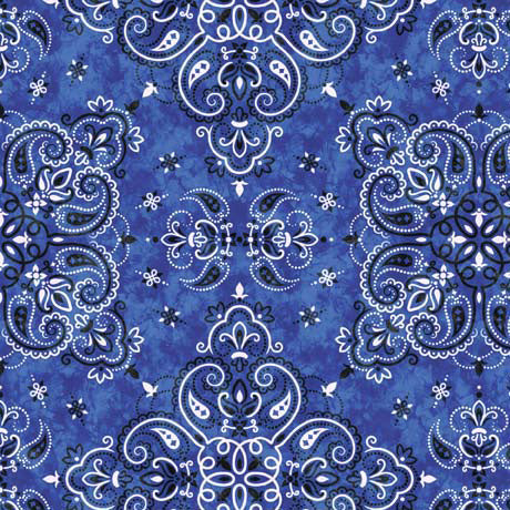 Cowboy Up Quilt Fabric - Bandana in Blue - 1649 29849 B