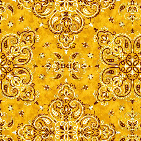 Cowboy Up Quilt Fabric - Bandana in Yellow - 1649 29849 S