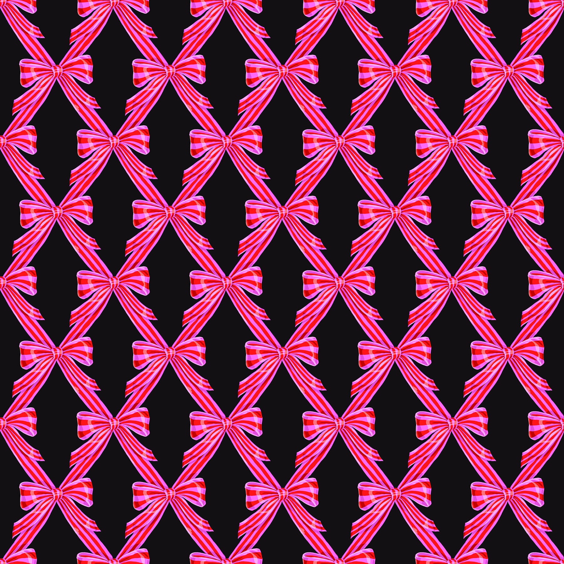 Cozy Christmas Quilt Fabric by Anna Maria - Wrapped (Bows) in Suspense Black/Pink - AMT164-99L