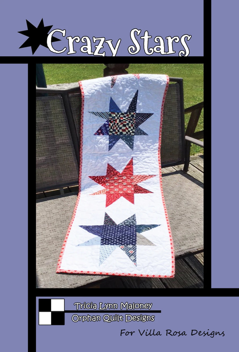 Crazy Stars Table Runner/Quilt Pattern by Villa Rosa Designs - VRDOQ078