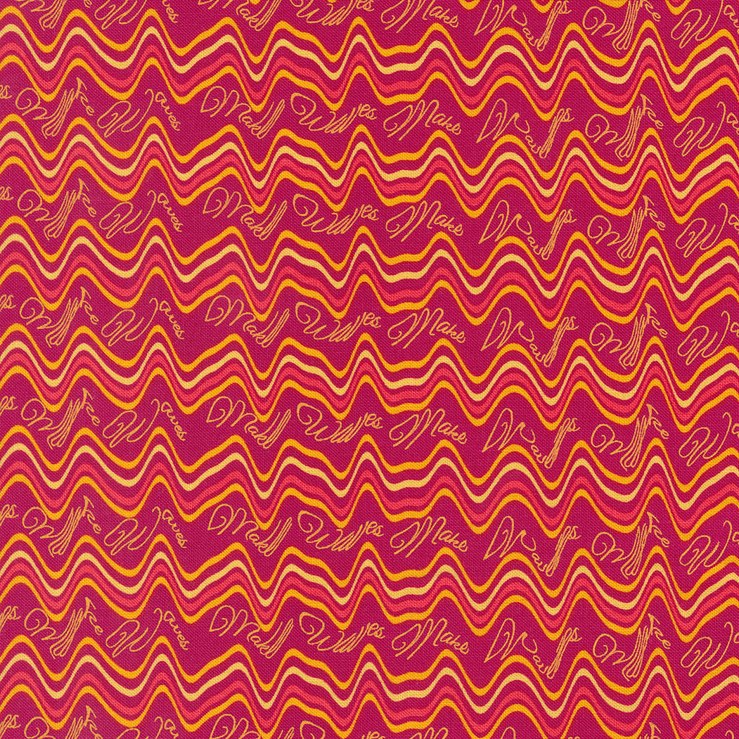 Creativity Roars Quilt Fabric - Make Waves Text and Words Stripe in Pomegranate Red - 47542 19