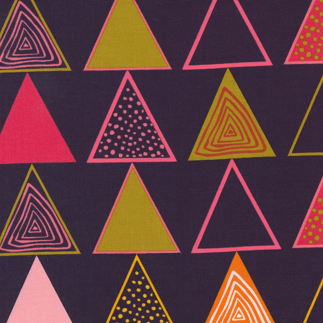 Creativity Roars Quilt Fabric - Triangular Waves in Plum Purple - 47540 23