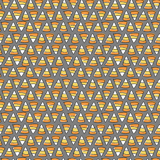 Creature Feature Quilt Fabric - Candy Corn in Gray - A-631-C