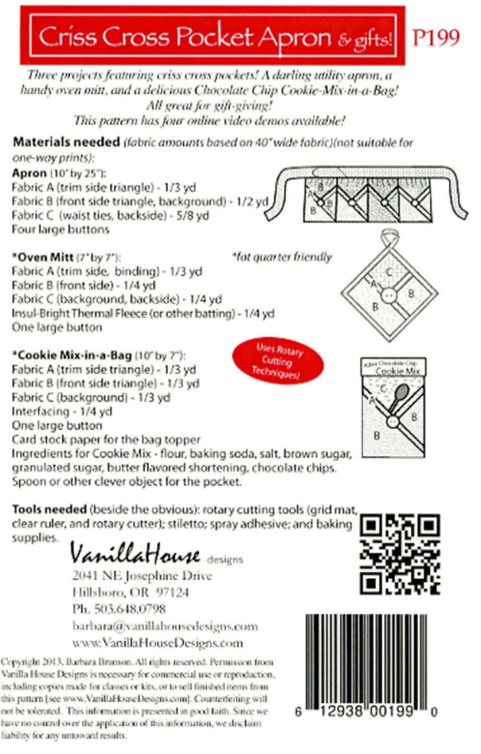 Criss Cross Pocket Apron Pattern - VHD199