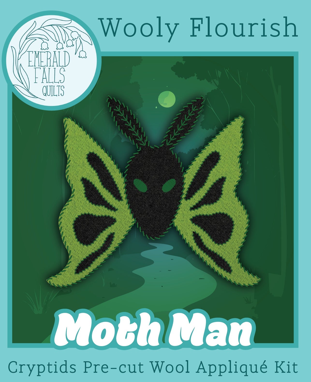 Wooly Flourish Cryptids Moth Man Wool Applique Kit by Lynn Christiansen - WFMOTHMAN