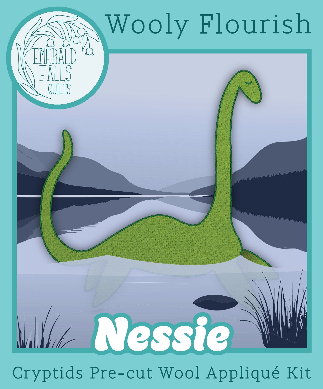 Wooly Flourish Cryptids Nessie Wool Applique Kit by Lynn Christiansen - WFNESSIE