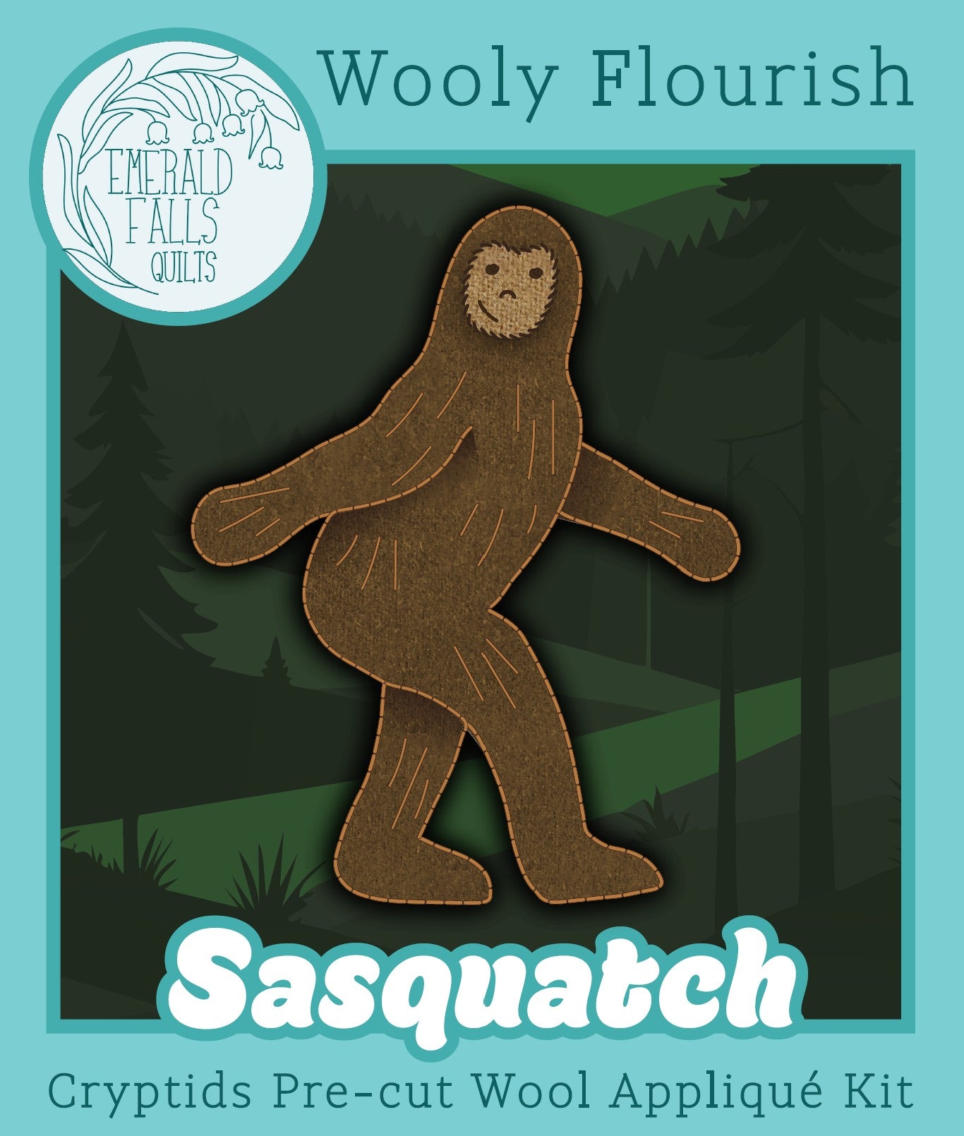 Wooly Flourish Cryptids Sasquatch Wool Applique Kit by Lynn Christiansen - WFSASQUATCH