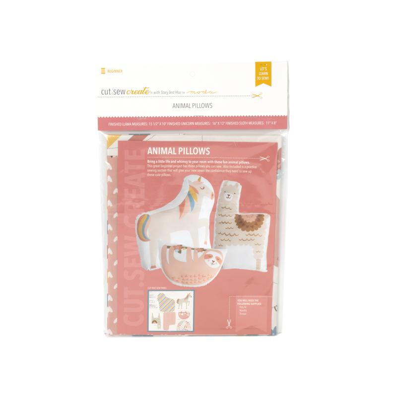 Cut Sew Create Quilt Panel - Llama, Sloth, and Unicorn Animal Pillows - 20934 11P
