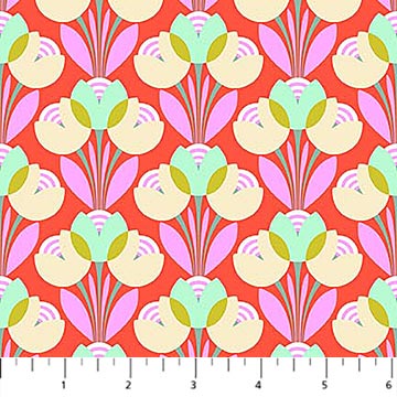 Daisy Crush Quilt Fabric - Best Buds in Clementine Orange - 91282-56