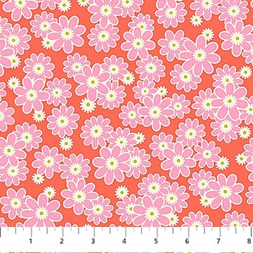 Daisy Crush Quilt Fabric - Dear Daisy in Clementine Orange - 91284-56