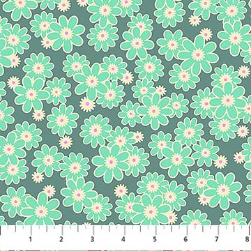 Daisy Crush Quilt Fabric - Dear Daisy in Slate Green - 91284-64