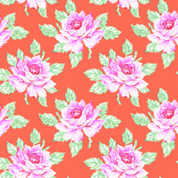 Daisy Crush Quilt Fabric - Hello Roses in Coral Orange - 91279-26