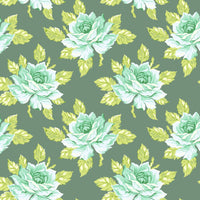 Daisy Crush Quilt Fabric - Hello Roses in Slate Green - 91279-71