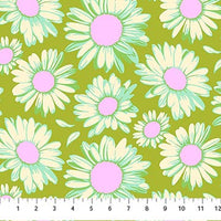 Daisy Crush Quilt Fabric - Sunshine Daisies in Olive Green - 91281-73