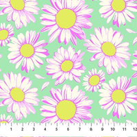 Daisy Crush Quilt Fabric - Sunshine Daisies in Sky (Green) - 91281-60