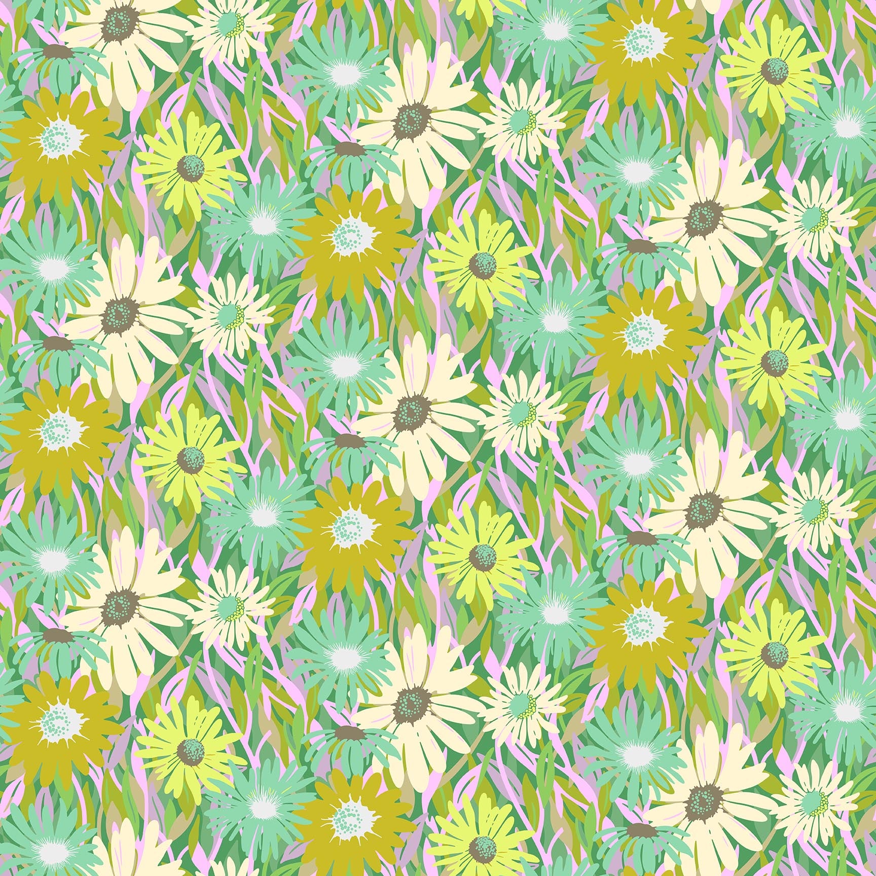 Daisy Crush Quilt Fabric - Unchained in Clover - 91280-70