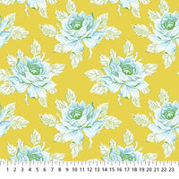 Daisy Crush Quilt Fabric - Hello Roses in Gold - 91279-51