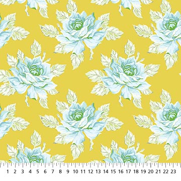 Daisy Crush Quilt Fabric - Hello Roses in Gold - 91279-51