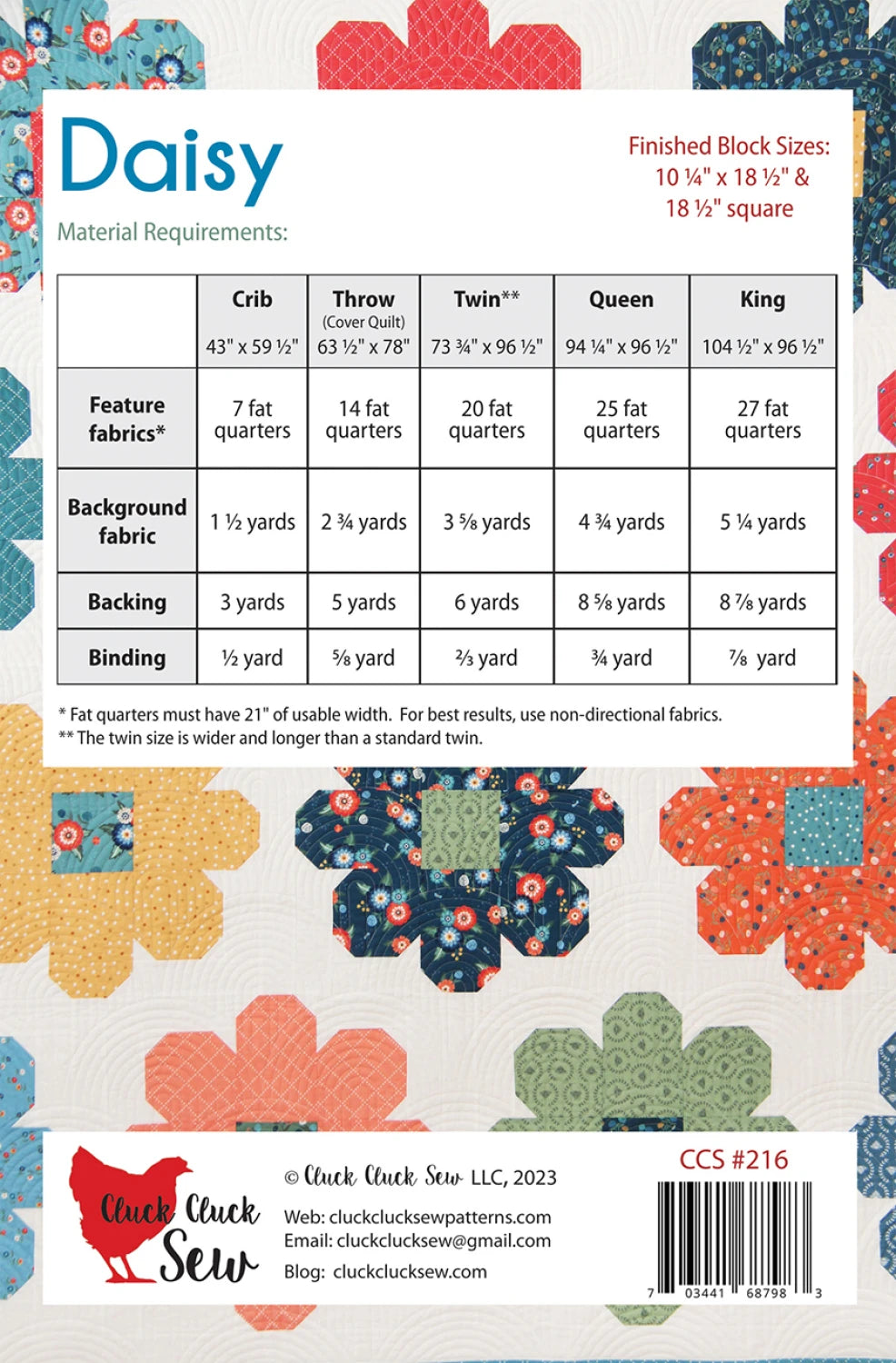 Daisy Quilt Pattern from Cluck Cluck Sew - CCS 216