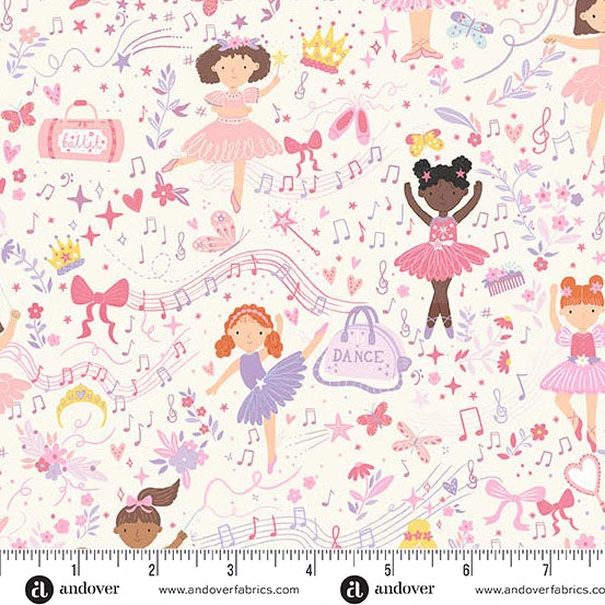 Dance Class Quilt Fabric - Recital in Cream - MU-242-Q