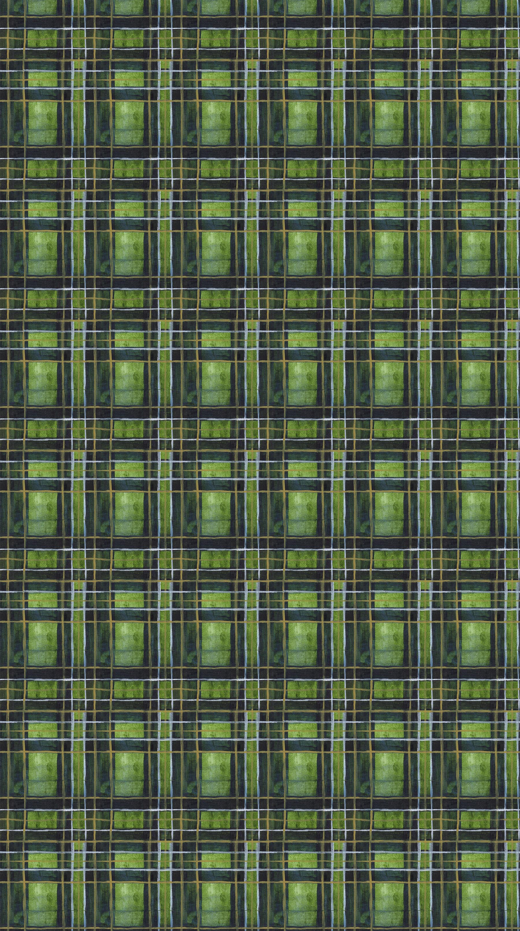 Dandelions and Daisies Quilt Fabric - Tartan Plaid in Pine Green - 40052-78