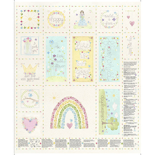 Daydreamer Quilt Fabric -  Inspirational Panel in Cream - 2600 30172 E - SOLD AS A 36" PANEL