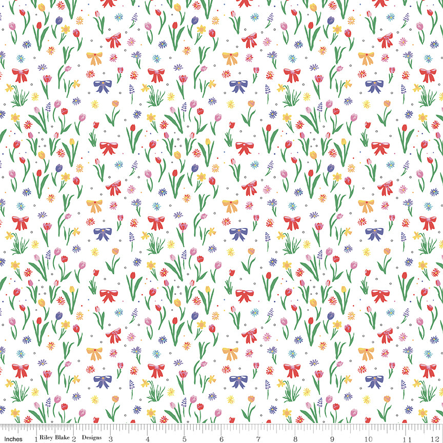 Dear Sweethearts Quilt Fabric - Flowers and Bows in Multi - C18098-MULTI