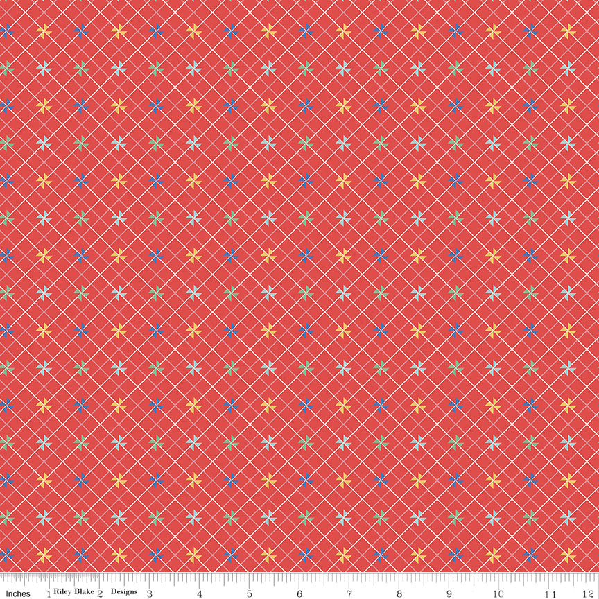 Dear Sweethearts Quilt Fabric - Pinwheel in Red - C18095-RED