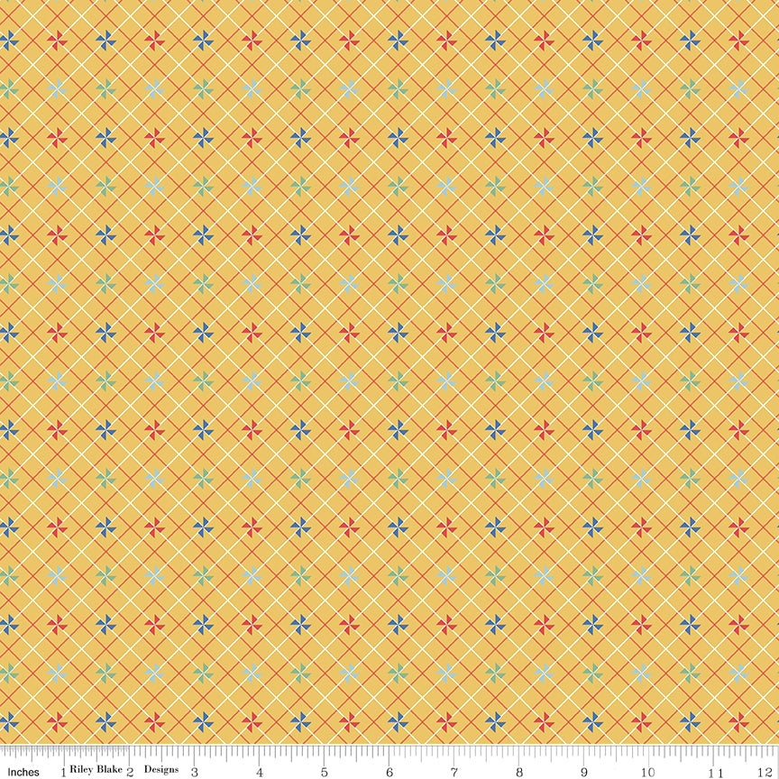 Dear Sweethearts Quilt Fabric - Pinwheel in Yellow - C18095-YELLOW