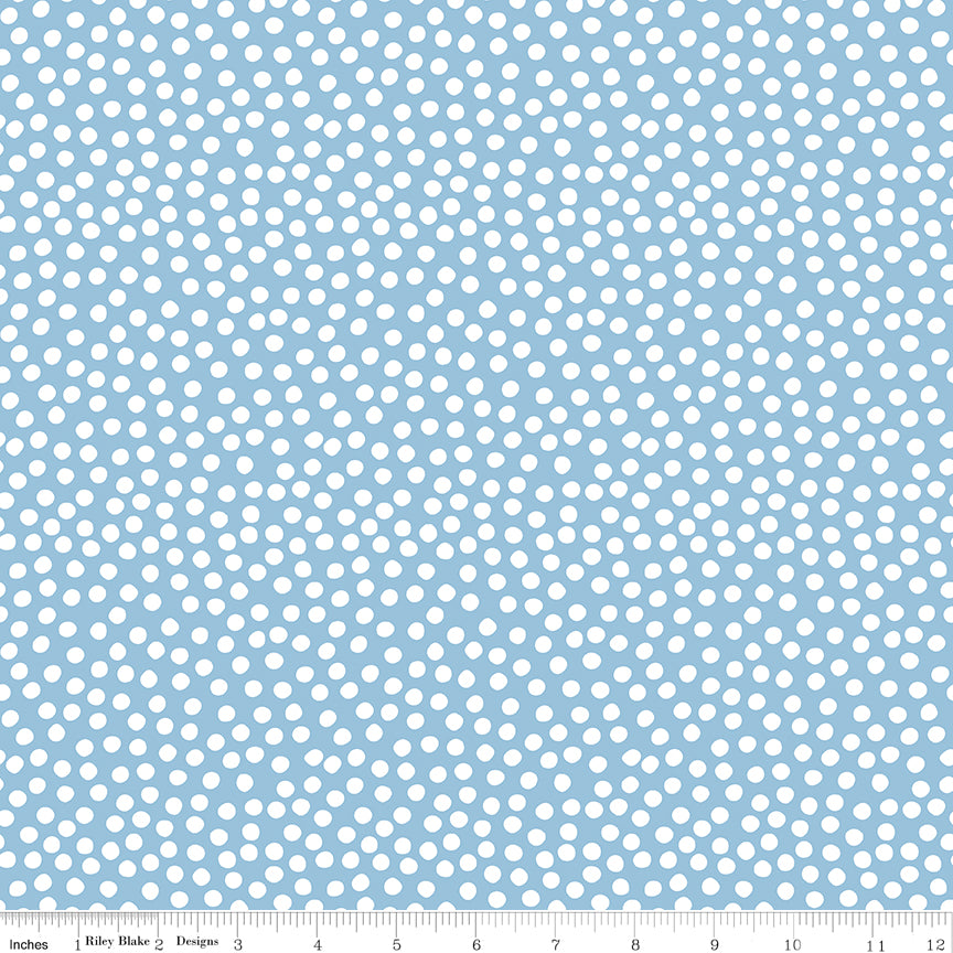 Dear Sweethearts Quilt Fabric - Scramble Dots in Blue - C18096-BLUE