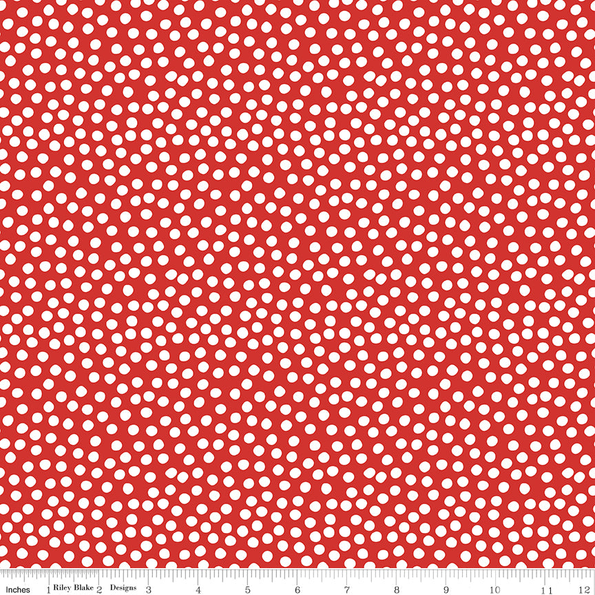 Dear Sweethearts Quilt Fabric - Scramble Dots in Red - C18096-RED