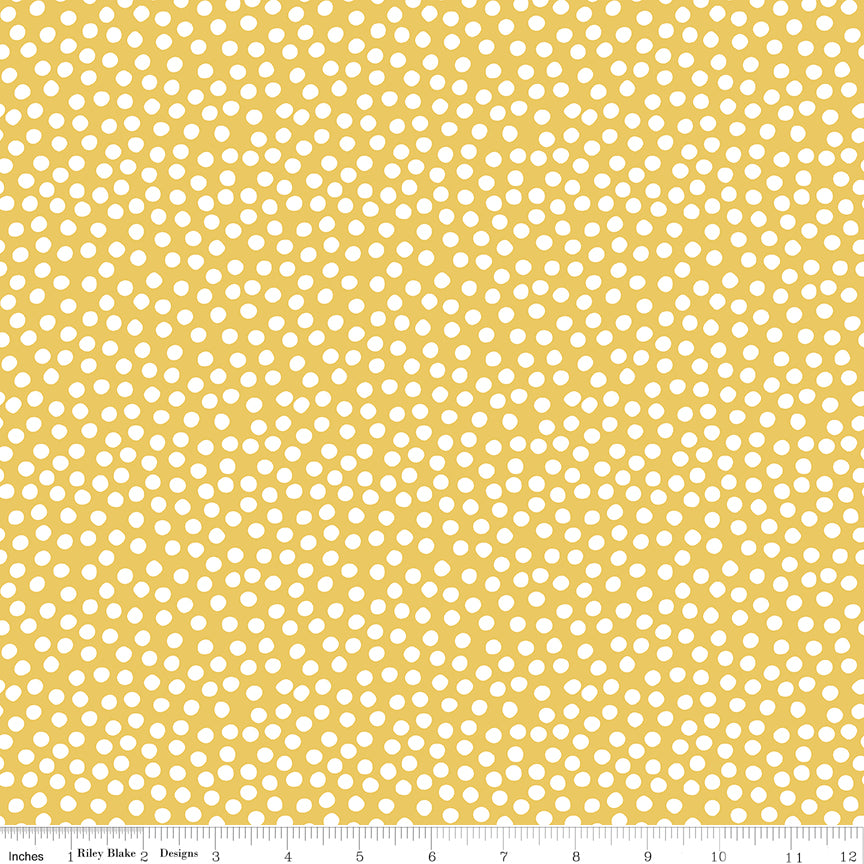 Dear Sweethearts Quilt Fabric - Scramble Dots in Yellow - C18096-YELLOW