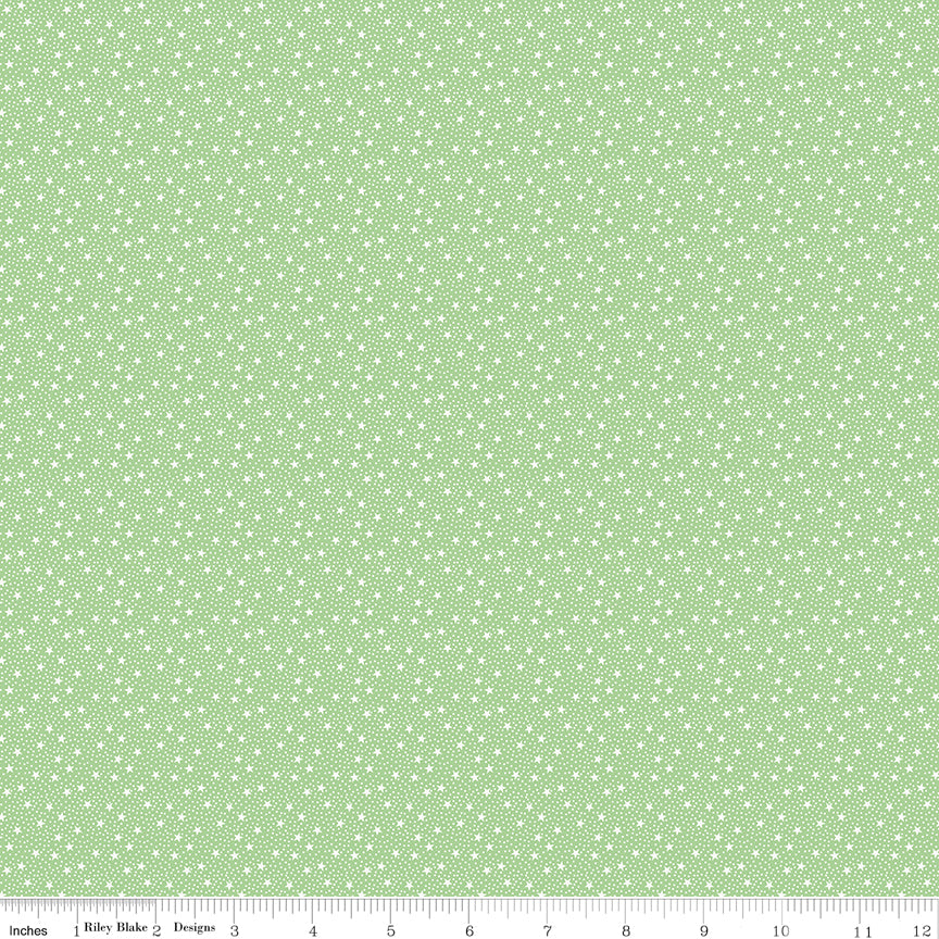 Dear Sweethearts Quilt Fabric - Star Dots in Green - C18097-GREEN