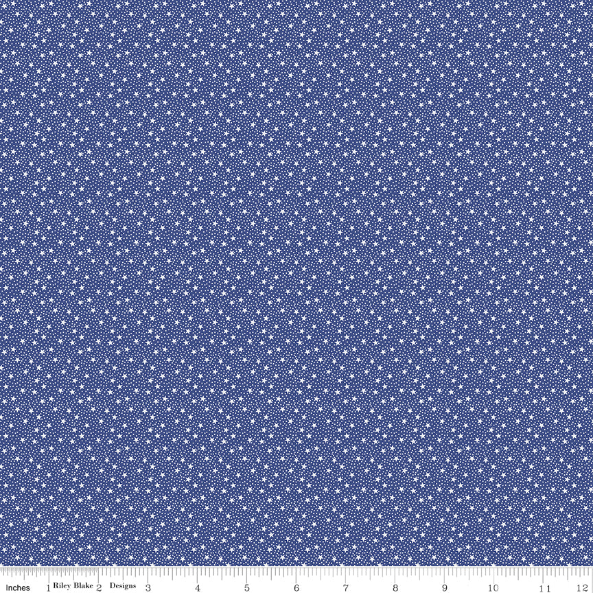 Dear Sweethearts Quilt Fabric - Star Dots in Navy Blue - C18097-NAVY