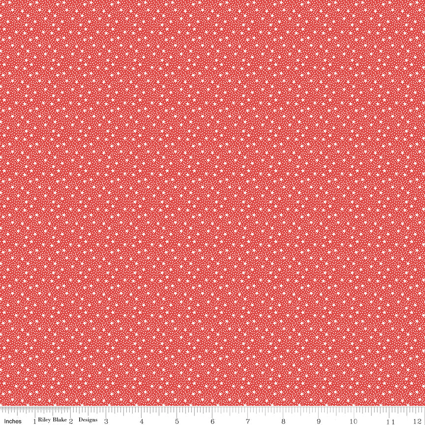 Dear Sweethearts Quilt Fabric - Star Dots in Red - C18097-RED