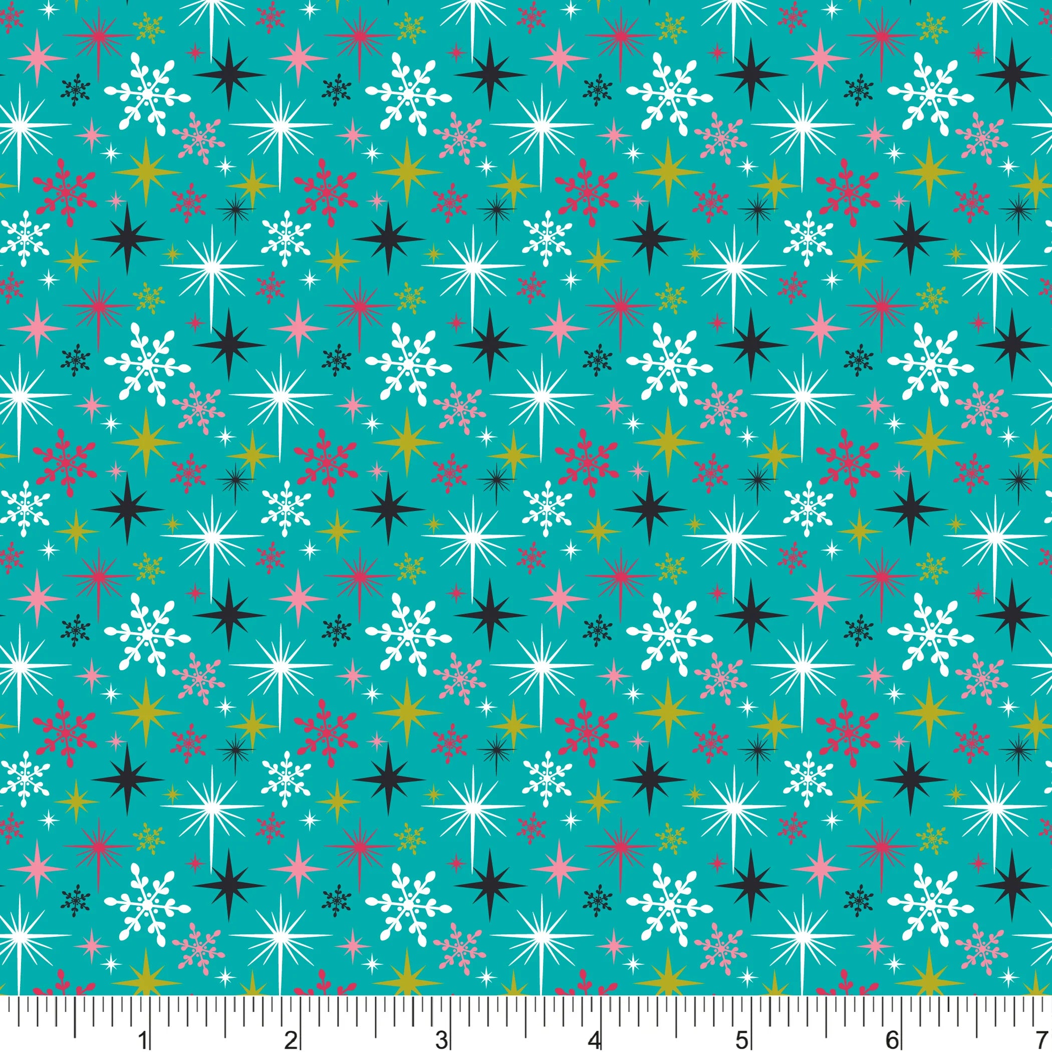 Deck the Halls Quilt Fabric - Stardust in Turquoise - PH0698