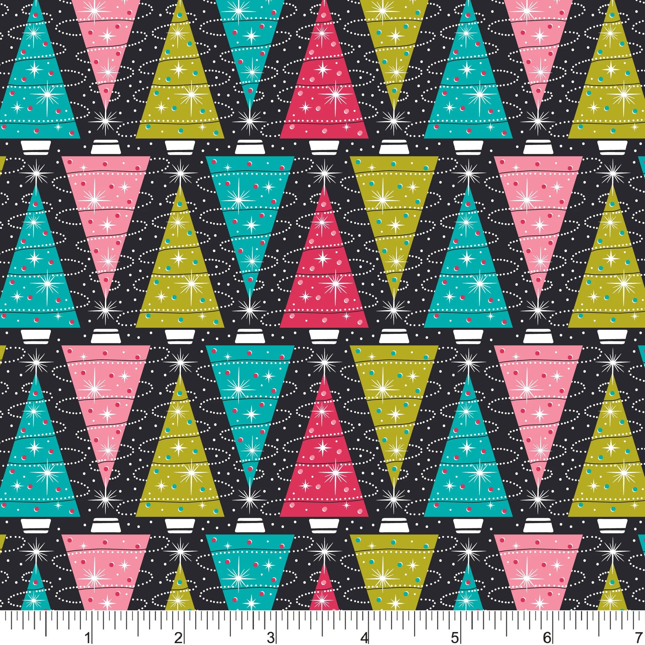 Deck the Halls Quilt Fabric - Tree Trimming Party in Black/Multi - PH0693