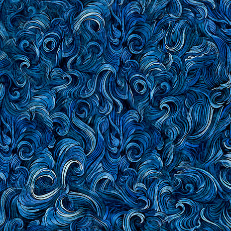 Deep Sea Dazzle Quilt Fabric - Waves Texture in Navy Blue - 2600 31200 N