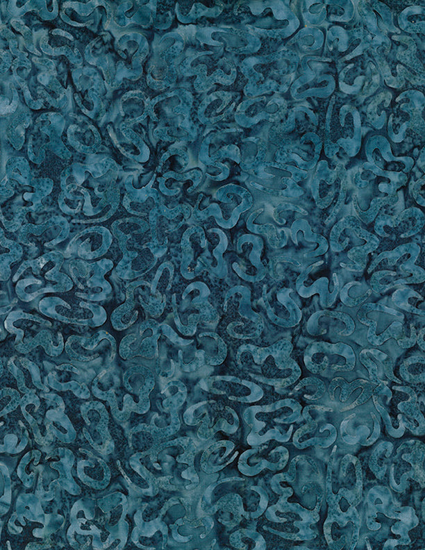 Del Mar Batik Quilt Fabric - Curls in Blue - 1400 22230 449