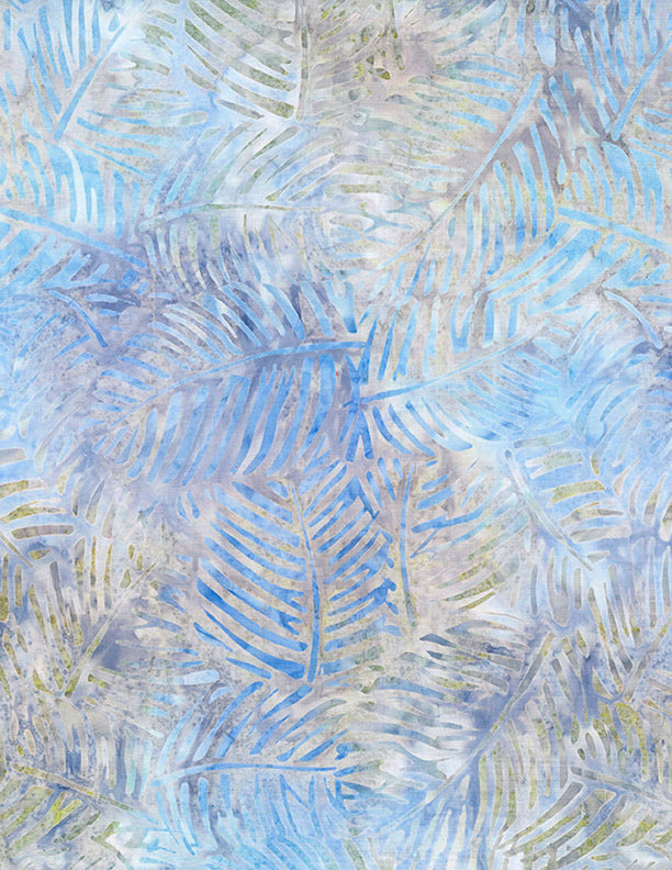 Del Mar Batik Quilt Fabric - Palm Frond in Blue/Tan - 1400 22204 442