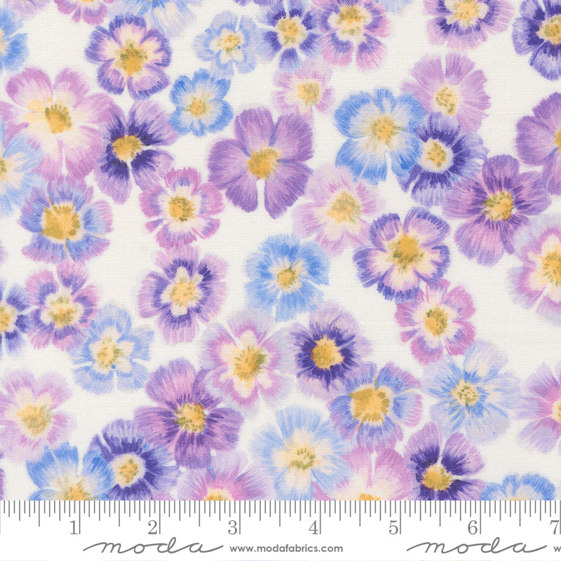 Delphinium Quilt Fabric - Auricula in Snowdrop White/Multi - 24650 11