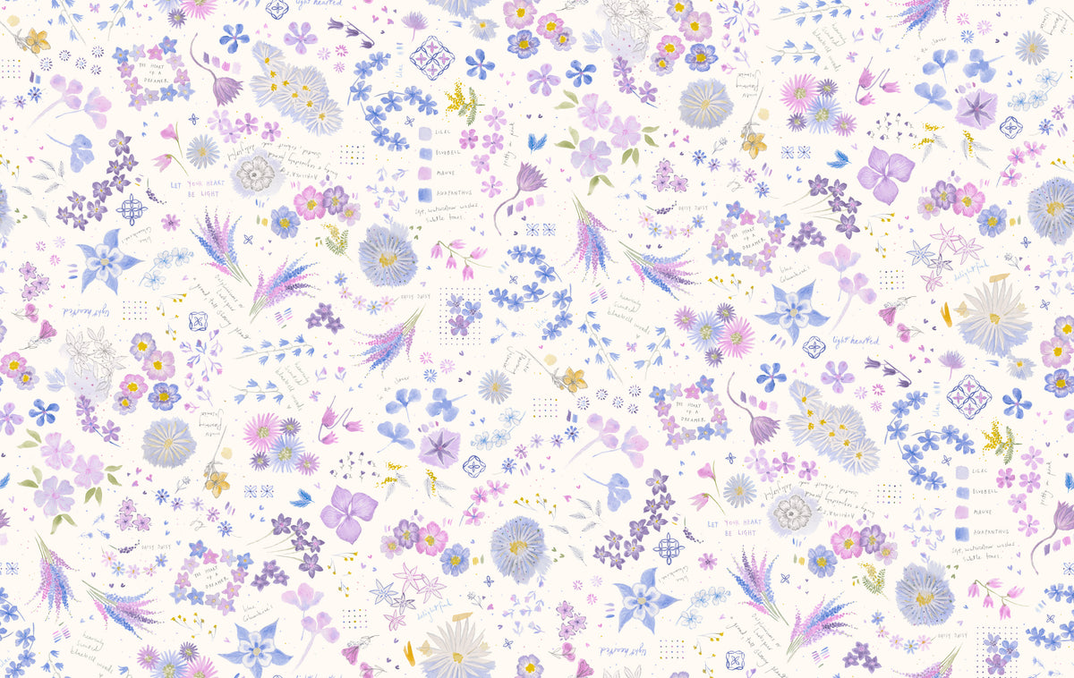 Delphinium Quilt Fabric - Collage in Snowdrop White/Multi - 24659 11