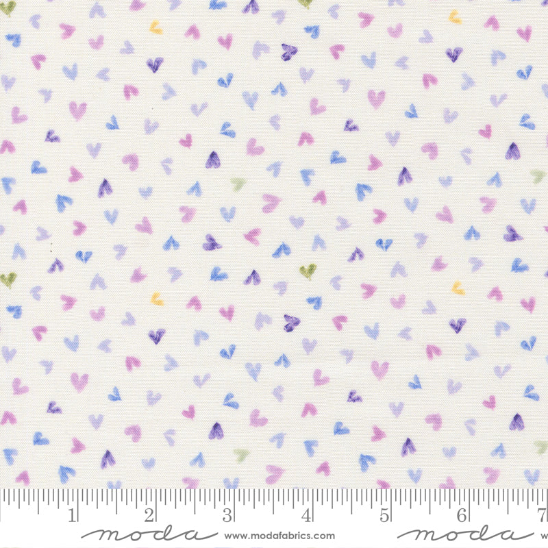 Delphinium Quilt Fabric - Light Hearts in Snowdrop White/Multi - 24653 11